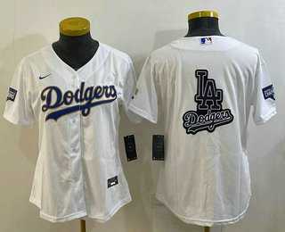 Women%27s Los Angeles Dodgers Big Logo White Gold Championship Stitched MLB Cool Base Nike Jerseys